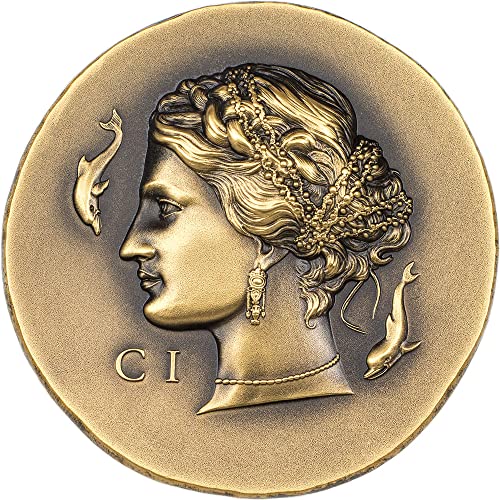 2023 סמלים דה -נומיסמטיים Powercoin Arethusa 1 גרם מטבע זהב 250 $ קוק איי 2023 גימור עתיק