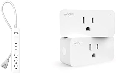 מגן מתח Wyze, 3 יציאות USB, 3 חצוניות, הגנה על עומס יתר של 15A, כבל חשמל 4ft, עבודה מהבית, UL ו- FCC מוסמכים, לבן ותקע, 2.4GHz WiFi תקע חכם, עובד