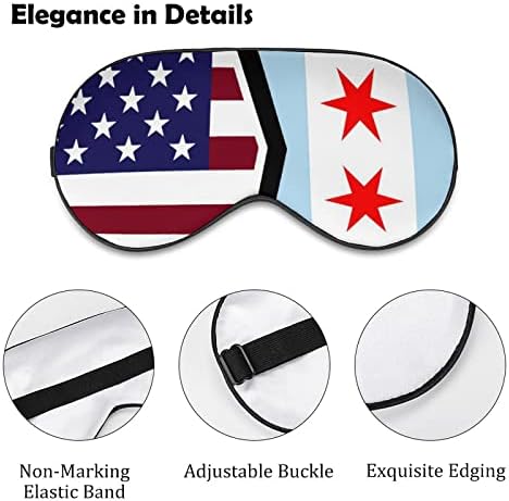 מסכת עיניים דגל אמריקאית ושיקגו מסכת שינה חוסמת קלה עם רצועה מתכווננת לעבודה משמרת נסיעות